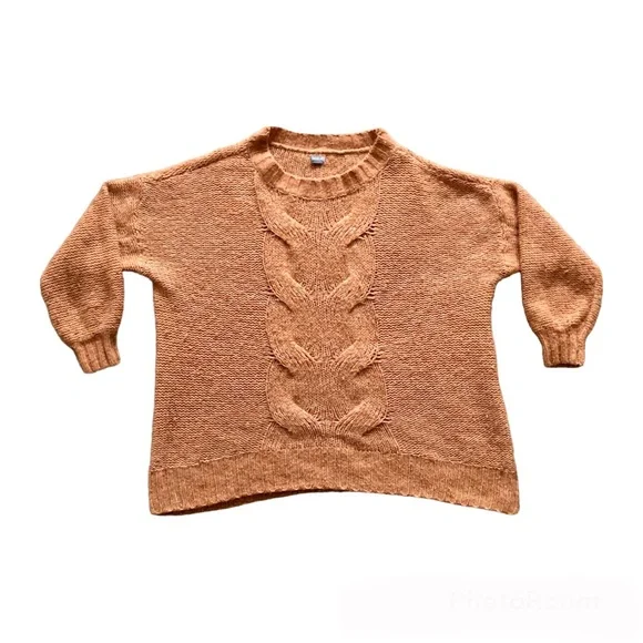 Aerie Happy Place Wool Blend Orange Cable Knit Oversized Sweater - Picture 2 of 7